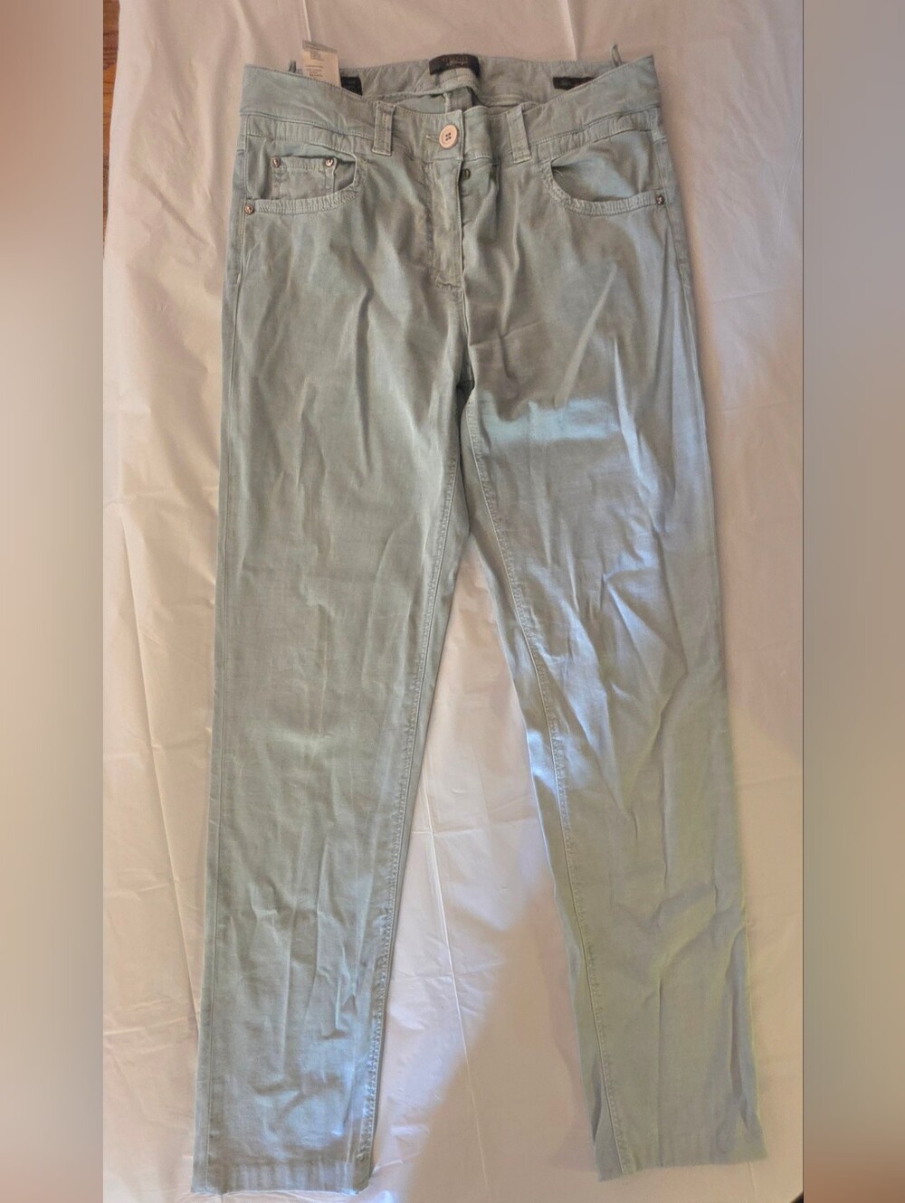 Peserico Italy Tailored Pants Light Blue Cotton Blend Stretch Women's IT 42